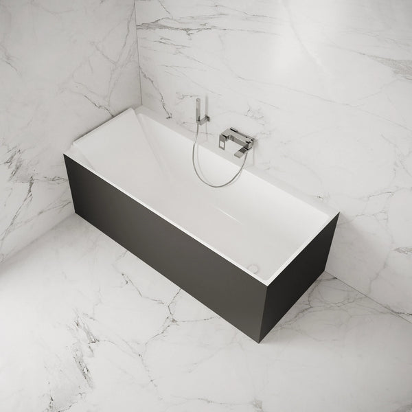 Baignoire semi-îlot murale d’angle Quantum 170 cm noire Spalina version gauche – vue produit