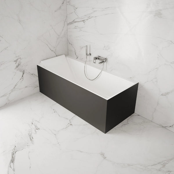 Baignoire semi-îlot murale d’angle Quantum 170 cm noire Spalina version gauche – vue produit