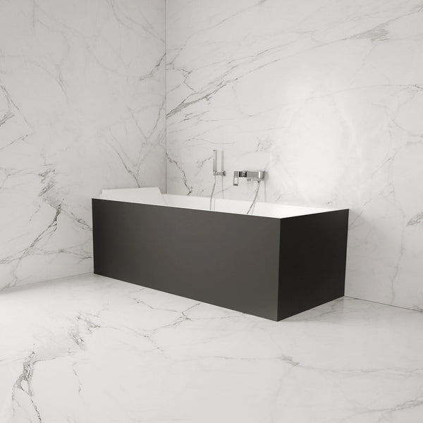 Baignoire semi-îlot murale d’angle Quantum 170 cm noire Spalina version gauche – vue produit