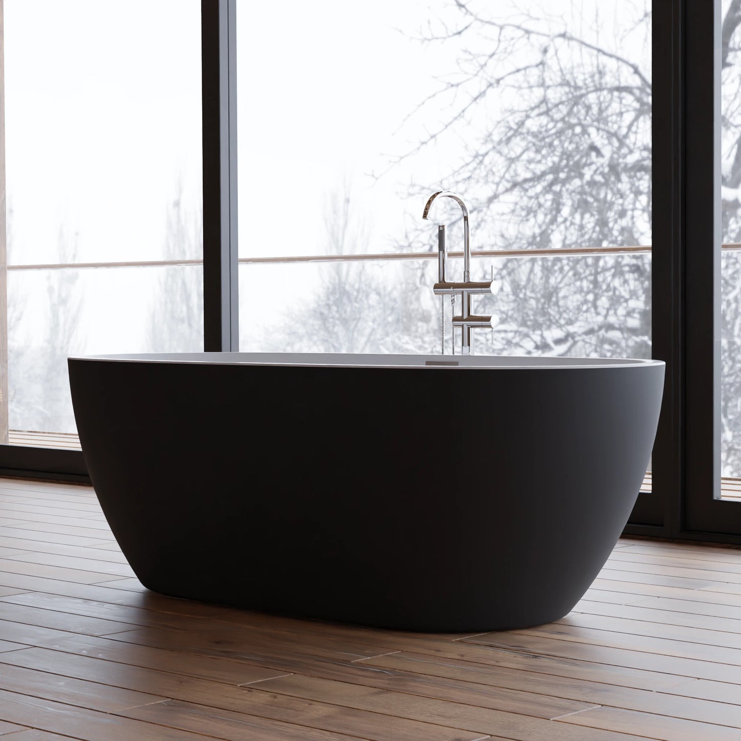 Baignoire îlot ovale Samba 170 cm noire Spalina – vue produit