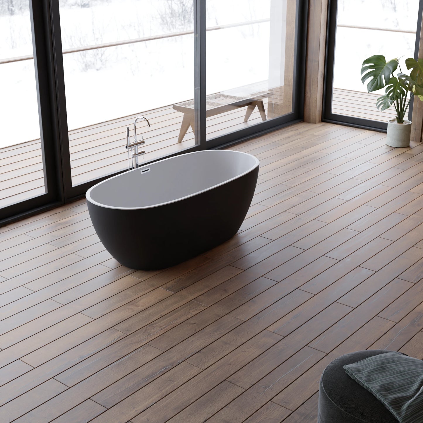 Baignoire îlot ovale Samba 170 cm noire Spalina – vue produit