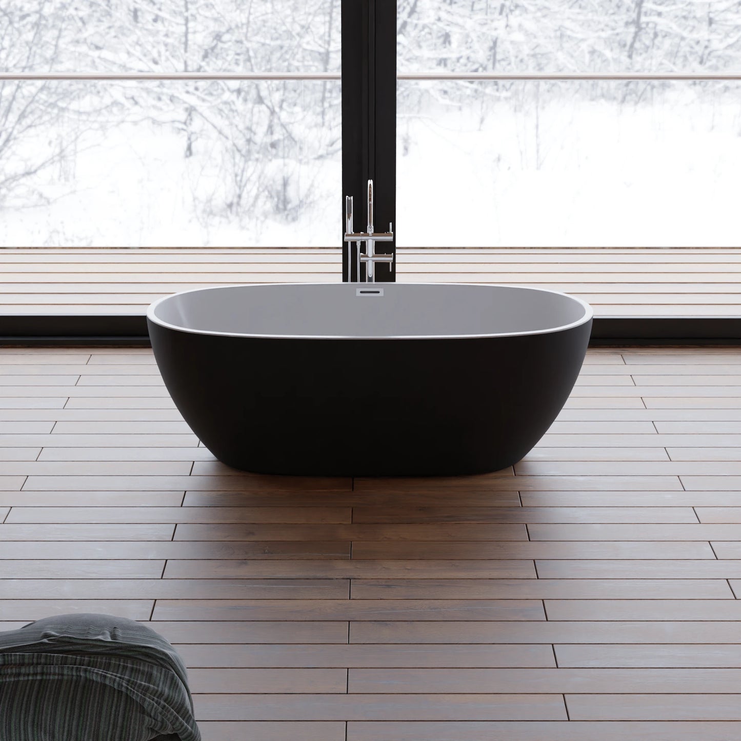 Baignoire îlot ovale Samba 170 cm noire Spalina – vue produit