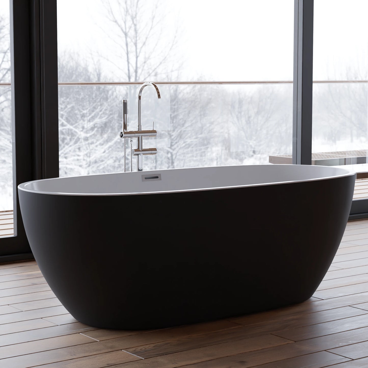Baignoire îlot ovale Samba 170 cm noire Spalina – vue produit