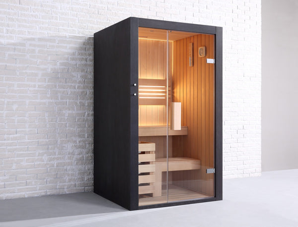 Sauna traditionnel de luxe 1 personne 115 cm The Cube / Traditional luxury sauna 1 person 115 cm The Cube / Sauna tradicional de lujo 1 persona 115 cm The Cube / Sauna tradizionale di lusso 1 persona 115 cm The Cube / Traditionele luxe sauna 1 persoon 115 cm The Cube