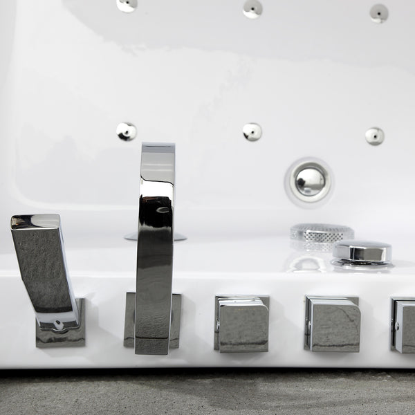 Baignoire balnéo rectangulaire blanche avec coussin noir 170 cm Sikinos Jets / White rectangular whirlpool bath with black cushion 170 cm Sikinos Jets / Bañera de hidromasaje rectangular blanca con cojín negro 170 cm Sikinos Jets / Vasca idromassaggio rettangolare bianca con cuscino nero 170 cm Sikinos Jets / Wit rechthoekig bubbelbad met zwart kussen 170 cm Sikinos Jets
