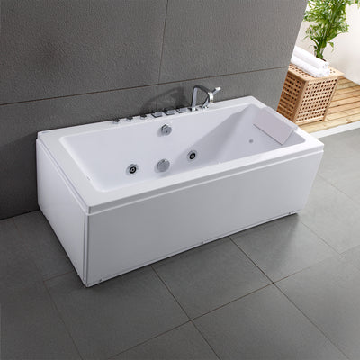 Baignoire balnéo rectangulaire blanche avec coussin blanc 170 cm Sikinos white Jets / White rectangular whirlpool bathtub with white cushion 170 cm Sikinos white Jets / Bañera de hidromasaje rectangular blanca con cojín blanco 170 cm Sikinos blanco Jets / Vasca idromassaggio rettangolare bianca con cuscino bianco 170 cm Sikinos white Jets / Rechthoekig wit bubbelbad met wit kussen 170 cm Sikinos wit Jets
