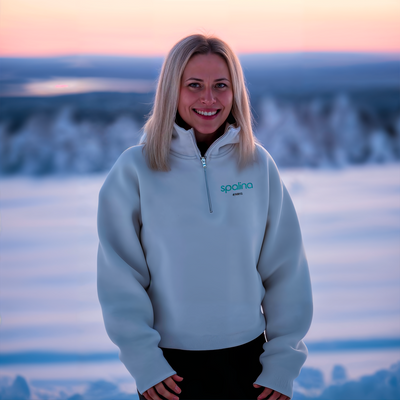 Pull à col zippé blanc - Femme