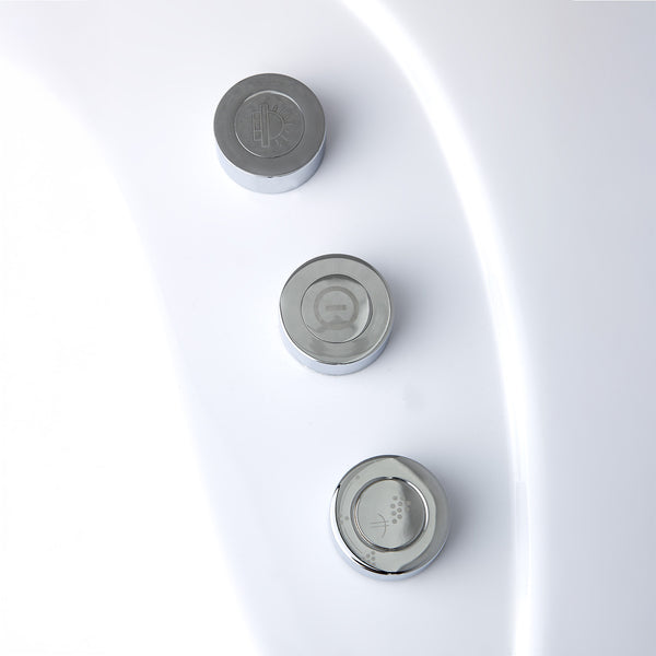 Baignoire balnéo d’angle avec hublot blanche 135 cm Tasmanie white Jets / Glass-sided whirlpool bathtub white 135 cm Tasmanie white Jets / Bañera de hidromasaje esquinera con ojo de buey blanco 135 cm Tasmanie white Jets / Vasca idrodromassaggio angolare con oblò bianco 135 cm Tasmanie white Jets / Bubbelbad met patrijspoort wit 135 cm Tasmanie white Jets
