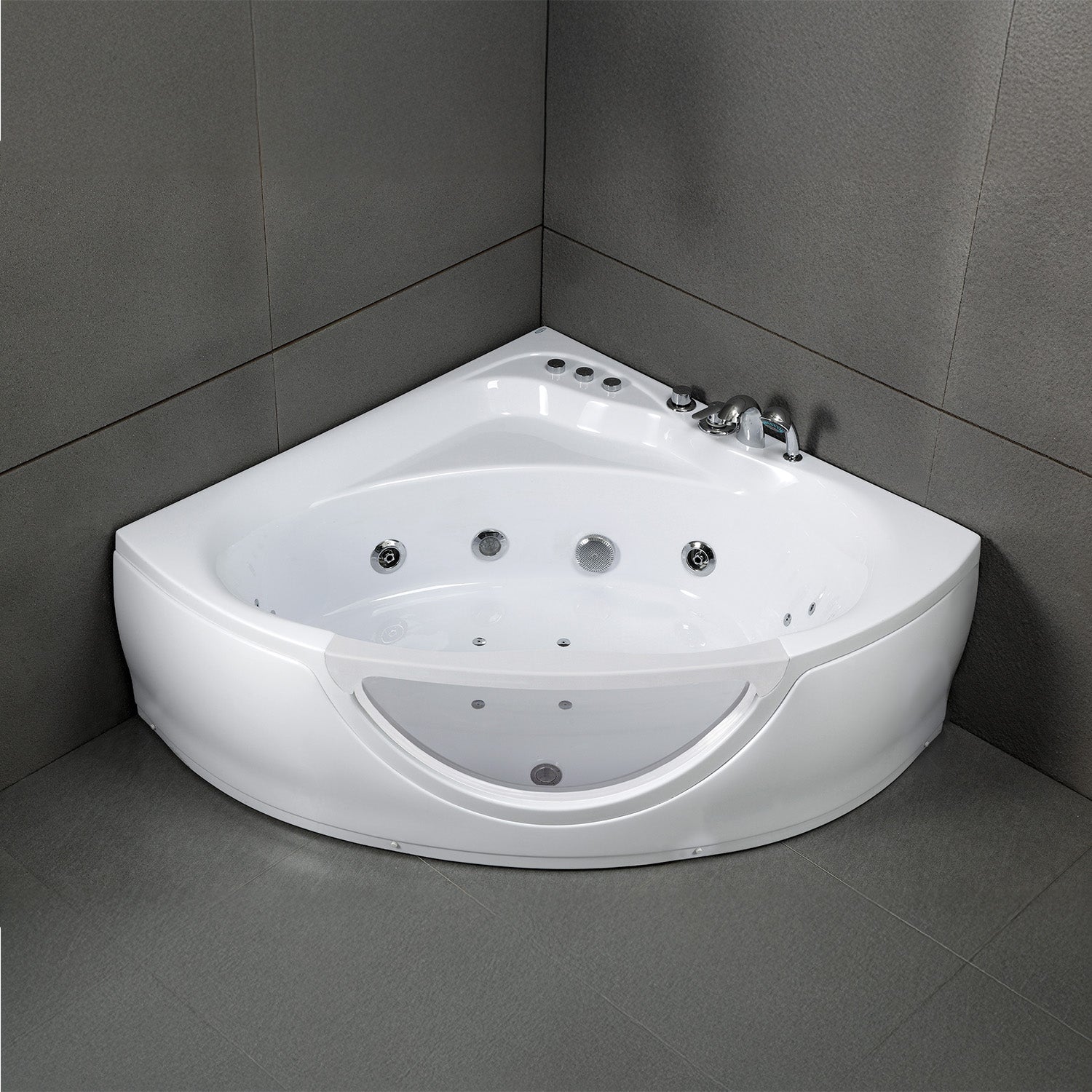 Vue principale de la baignoire balnéo hublot Tasmanie white Jets