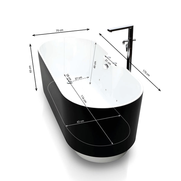 Baignoire à bulles îlot noire 175 cm Ukio Bulle / Freestanding whirlpool bathtub black 175 cm Ukio Bulle / Bañera hidromasaje en isla negro 175 cm Ukio Bulle / Vasca idromassaggio nera 175 cm Ukio Bulle / Vrijstaand bubbelbad zwart 175 cm Ukio Bulle