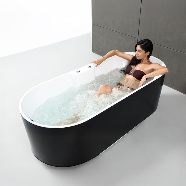 Baignoire à bulles îlot noire 175 cm Ukio Bulle / Freestanding whirlpool bathtub black 175 cm Ukio Bulle / Bañera hidromasaje en isla negro 175 cm Ukio Bulle / Vasca idromassaggio nera 175 cm Ukio Bulle / Vrijstaand bubbelbad zwart 175 cm Ukio Bulle