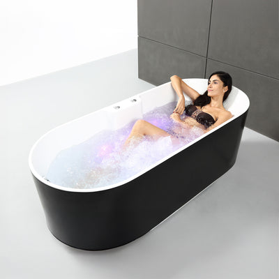 Baignoire à bulles îlot noire 175 cm Ukio Bulle / Freestanding whirlpool bathtub black 175 cm Ukio Bulle / Bañera hidromasaje en isla negro 175 cm Ukio Bulle / Vasca idromassaggio nera 175 cm Ukio Bulle / Vrijstaand bubbelbad zwart 175 cm Ukio Bulle