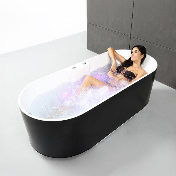 Baignoire à bulles îlot noire 175 cm Ukio Bulle / Freestanding whirlpool bathtub black 175 cm Ukio Bulle / Bañera hidromasaje en isla negro 175 cm Ukio Bulle / Vasca idromassaggio nera 175 cm Ukio Bulle / Vrijstaand bubbelbad zwart 175 cm Ukio Bulle