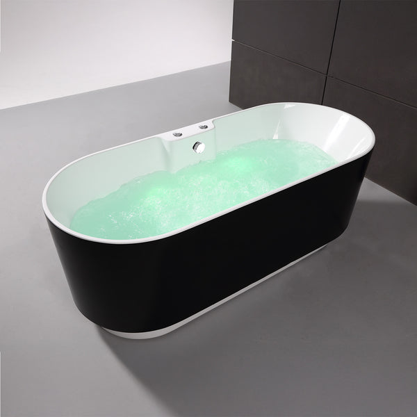 Baignoire à bulles îlot noire 175 cm Ukio Bulle / Freestanding whirlpool bathtub black 175 cm Ukio Bulle / Bañera hidromasaje en isla negro 175 cm Ukio Bulle / Vasca idromassaggio nera 175 cm Ukio Bulle / Vrijstaand bubbelbad zwart 175 cm Ukio Bulle