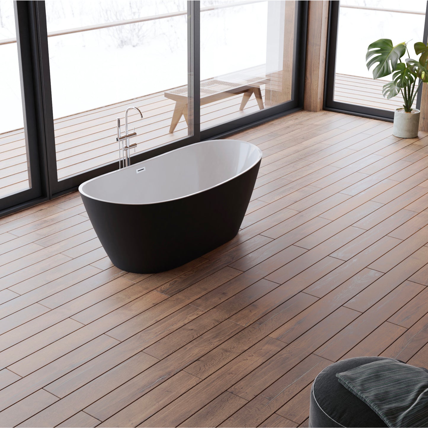 Baignoire îlot ovale noir 170 cm Venecia / Oval freestanding black bathtub 170 cm Venecia / Bañera exenta oval negro 170 cm Venecia / Vasca freestanding ovale nera 170 cm Venecia / Ovale vrijstaand bad zwart 170 cm Venecia